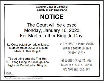 Closed Monday, January 16, 2023